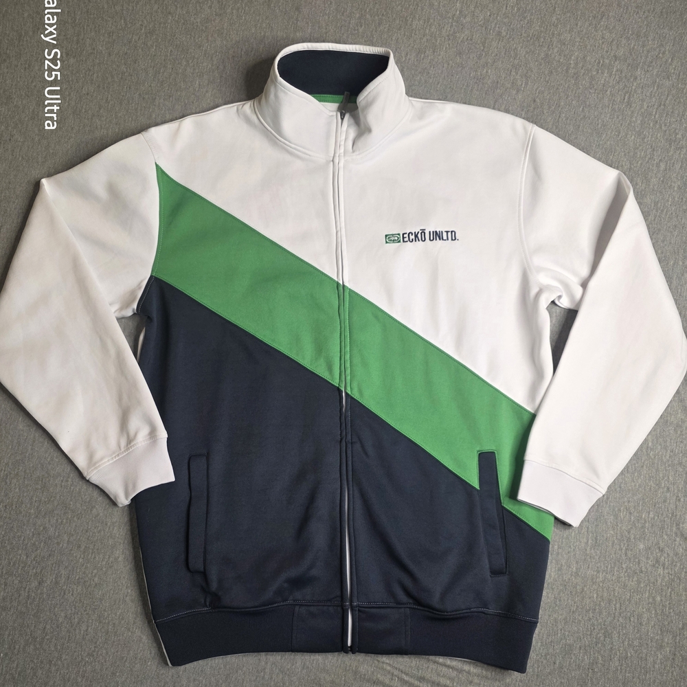 Ecko Unltd. Track Jacket Men's White, Green And Blue Y2K Vintage